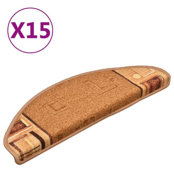 ARDEBO.de - Treppenmatten Selbstklebend 15 Stk. Beige 65x21x4 cm