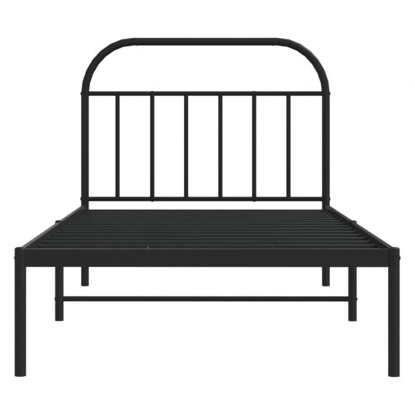 Bettgestell mit Kopfteil Metall Schwarz 100x200 cm