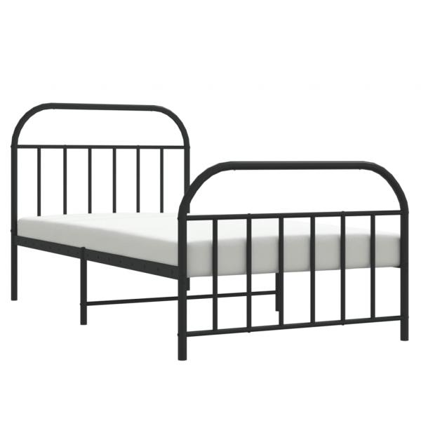 Bettgestell mit Kopf- und Fußteil Metall Schwarz 100x200 cm