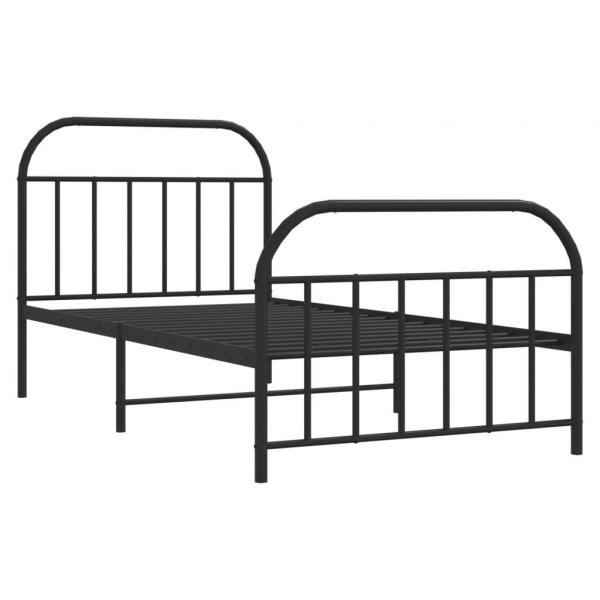Bettgestell mit Kopf- und Fußteil Metall Schwarz 100x200 cm