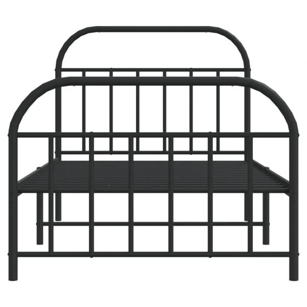 Bettgestell mit Kopf- und Fußteil Metall Schwarz 100x200 cm