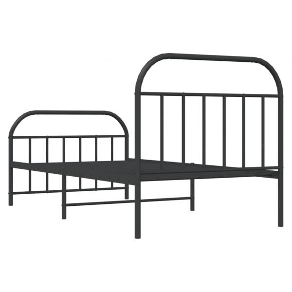 Bettgestell mit Kopf- und Fußteil Metall Schwarz 100x200 cm