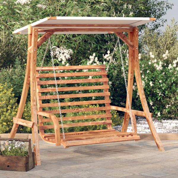 ARDEBO.de - Hollywoodschaukel mit Dach Massivholz Fichte mit Teak-Finish