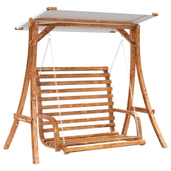 Hollywoodschaukel mit Dach Massivholz Fichte mit Teak-Finish