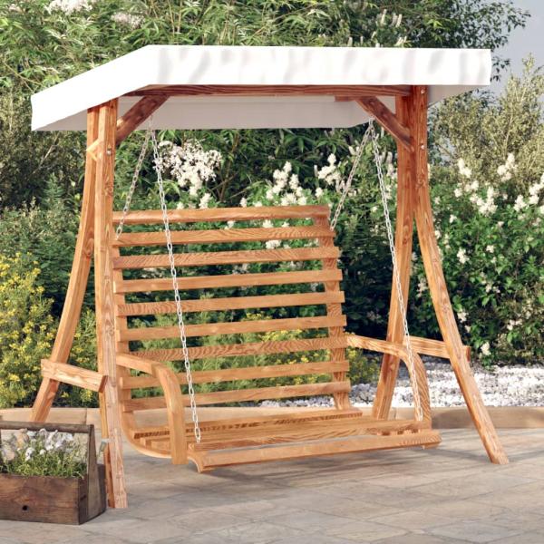 ARDEBO.de - Hollywoodschaukel mit Dach Massivholz Fichte mit Teak-Finish