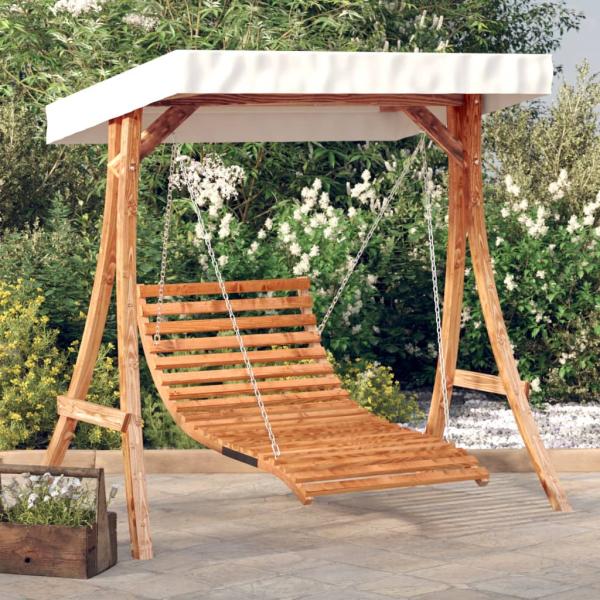 ARDEBO.de - Hollywoodschaukel mit Dach Massivholz Fichte mit Teak-Finish