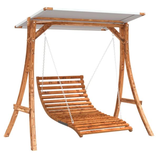 Hollywoodschaukel mit Dach Massivholz Fichte mit Teak-Finish