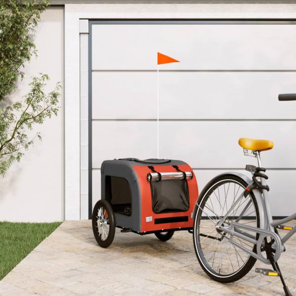 ARDEBO.de - Fahrradanhänger Hunde Orange und Grau Oxford-Gewebe und Eisen