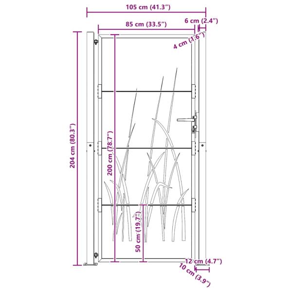 Gartentor 105x205 cm Cortenstahl Gras-Design