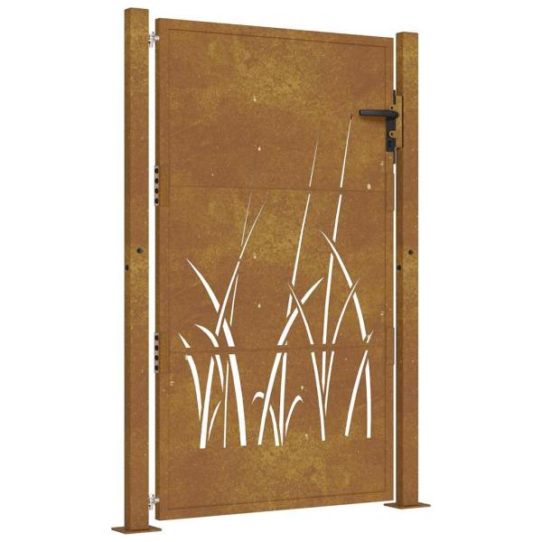 Gartentor 105x130 cm Cortenstahl Gras-Design