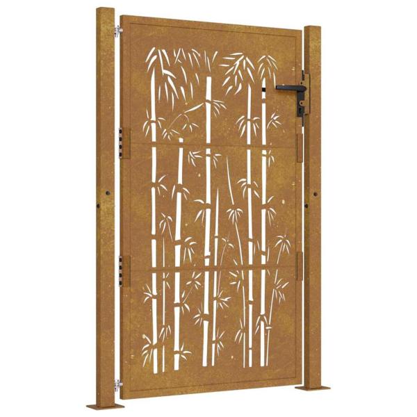 Gartentor 105x130 cm Cortenstahl Bambus-Design