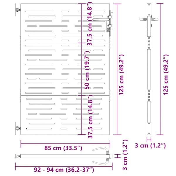Gartentor 85x125 cm Cortenstahl Quadratisches Design
