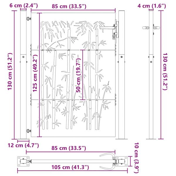 Gartentor 105x130 cm Cortenstahl Bambus-Design