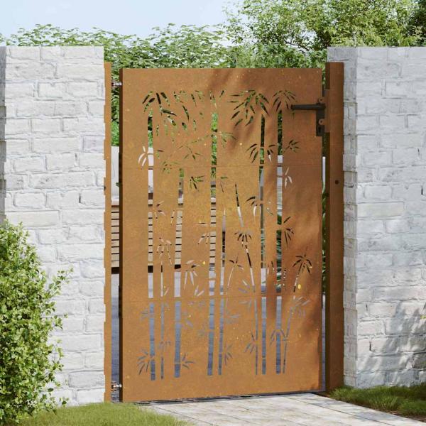 Gartentor 105x130 cm Cortenstahl Bambus-Design