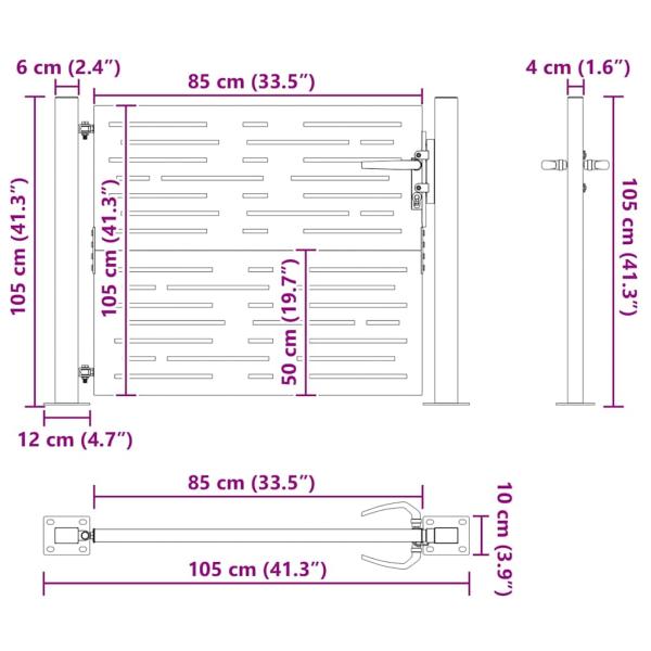 Gartentor 105x105 cm Cortenstahl Quadratisches Design