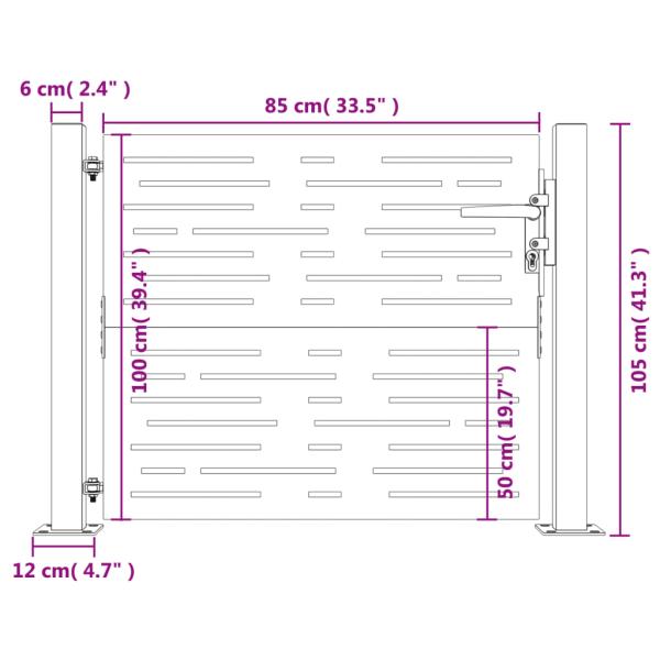 Gartentor 105x105 cm Cortenstahl Quadratisches Design