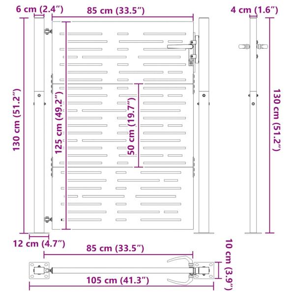 Gartentor 105x130 cm Cortenstahl Quadratisches Design