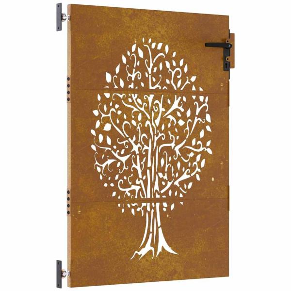 Gartentor 85x125 cm Cortenstahl Baum-Design