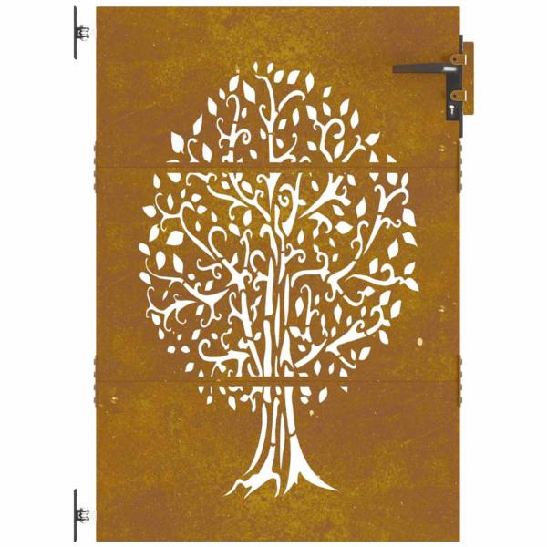 Gartentor 85x125 cm Cortenstahl Baum-Design
