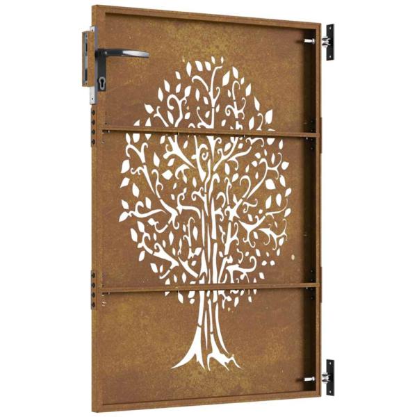 Gartentor 85x125 cm Cortenstahl Baum-Design