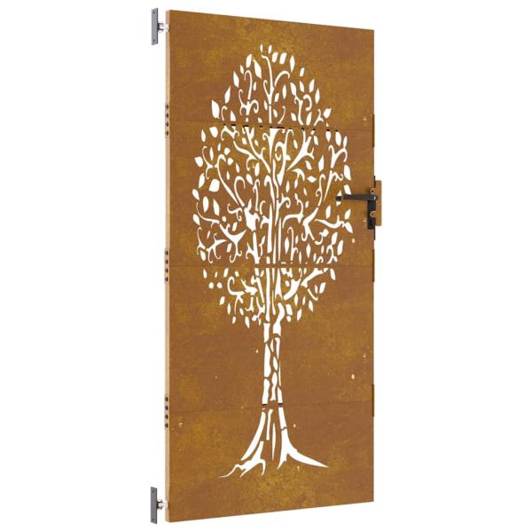 Gartentor 85x200 cm Cortenstahl Baum-Design