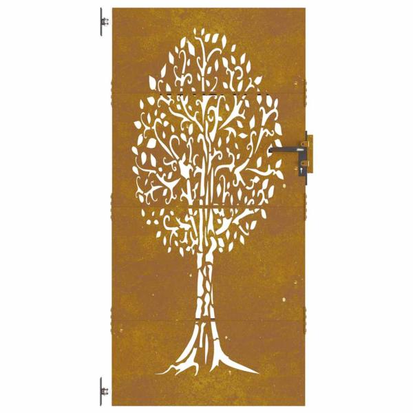 Gartentor 85x200 cm Cortenstahl Baum-Design