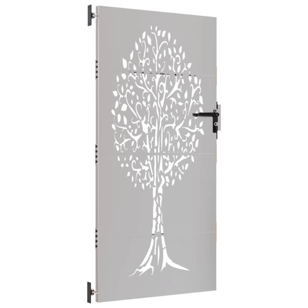Gartentor 85x200 cm Cortenstahl Baum-Design