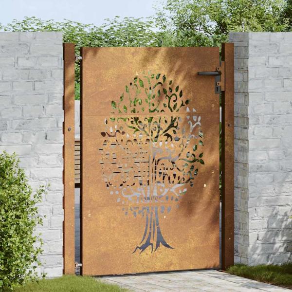 Gartentor 105x155 cm Cortenstahl Baum-Design