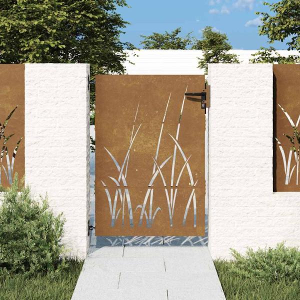 Gartentor 85x150 cm Cortenstahl Gras-Design