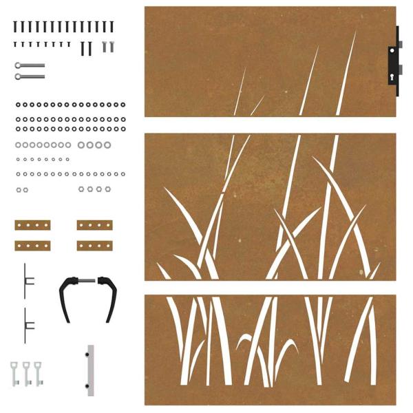Gartentor 85x150 cm Cortenstahl Gras-Design