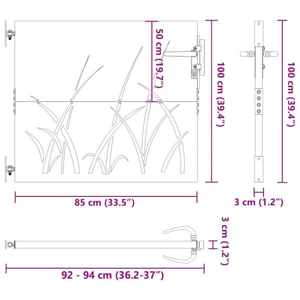 Gartentor 85x100 cm Cortenstahl Gras-Design