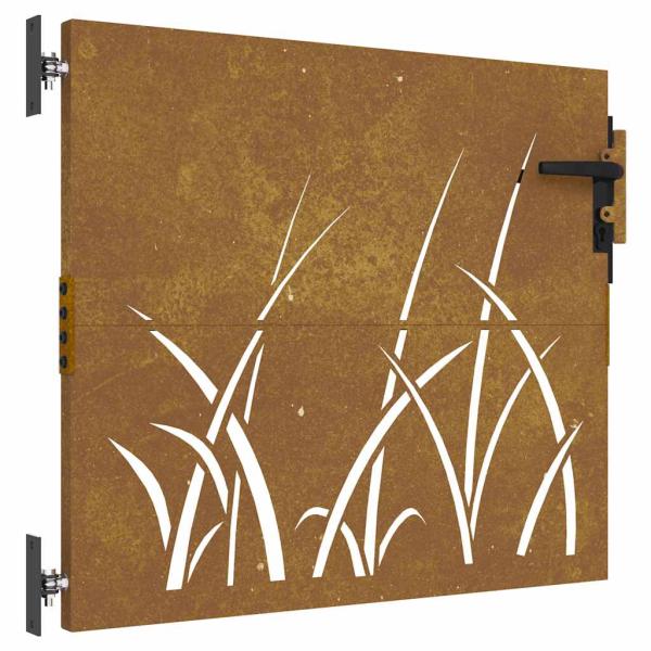 Gartentor 85x100 cm Cortenstahl Gras-Design