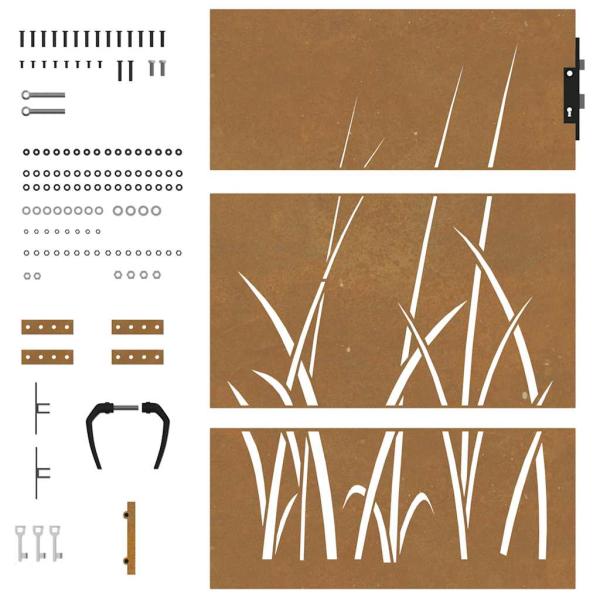 Gartentor 85x125 cm Cortenstahl Gras-Design
