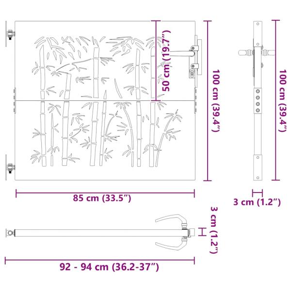 Gartentor 85x100 cm Cortenstahl Bambus-Design