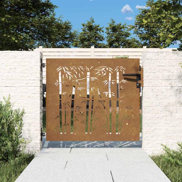 Gartentor 85x100 cm Cortenstahl Bambus-Design