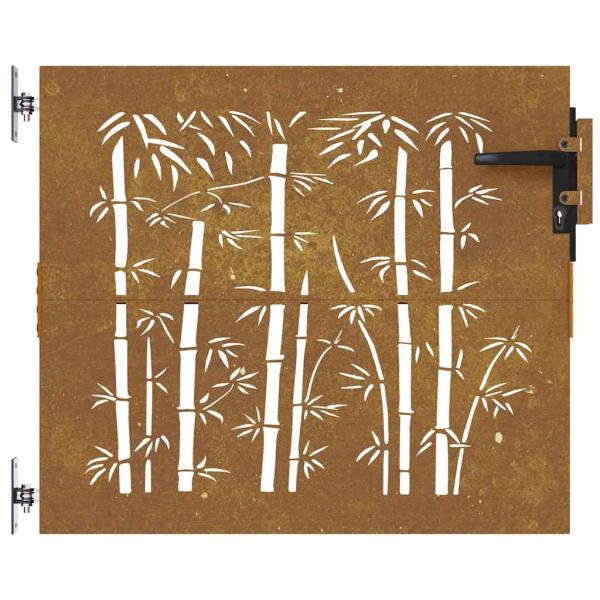 Gartentor 85x100 cm Cortenstahl Bambus-Design