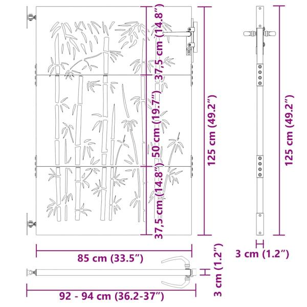 Gartentor 85x125 cm Cortenstahl Bambus-Design