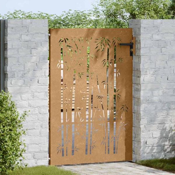 Gartentor 85x125 cm Cortenstahl Bambus-Design