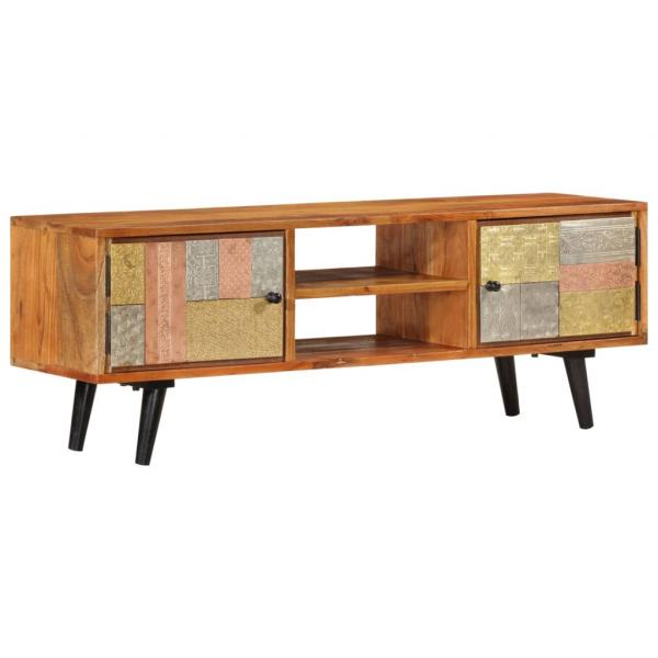 ARDEBO.de - TV-Schrank mit Türen 112x30x40 cm Massivholz Akazie und Metall