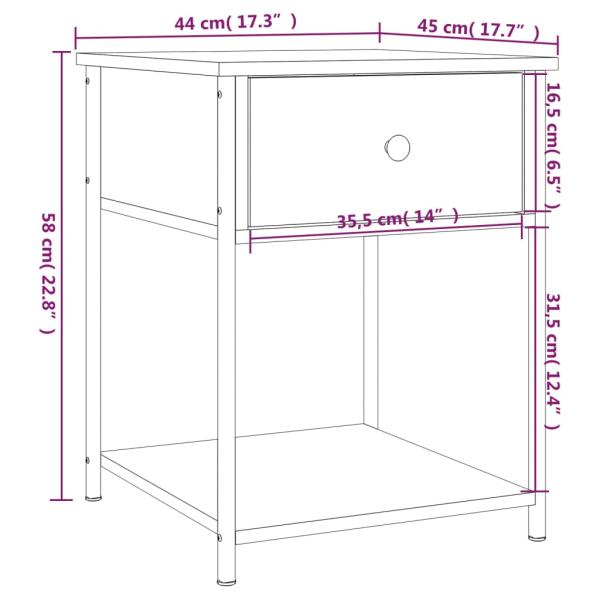 Nachttisch Schwarz 44x45x58 cm Holzwerkstoff