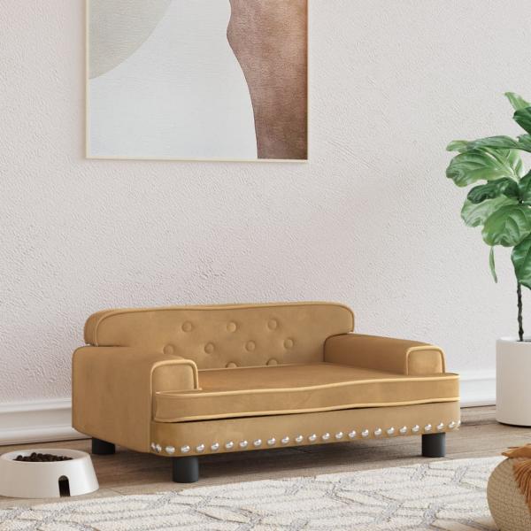 ARDEBO.de - Hundebett Braun 70x45x30 cm Samt