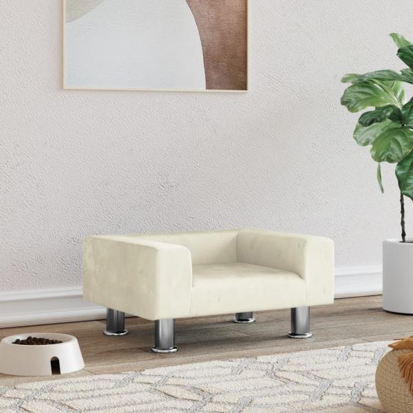 ARDEBO.de - Hundebett Creme 50x40x26,5 cm Samt