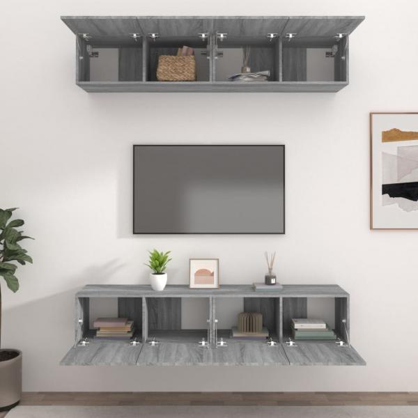 TV-Schränke 4 Stk. Grau Sonoma 80x30x30 cm Holzwerkstoff