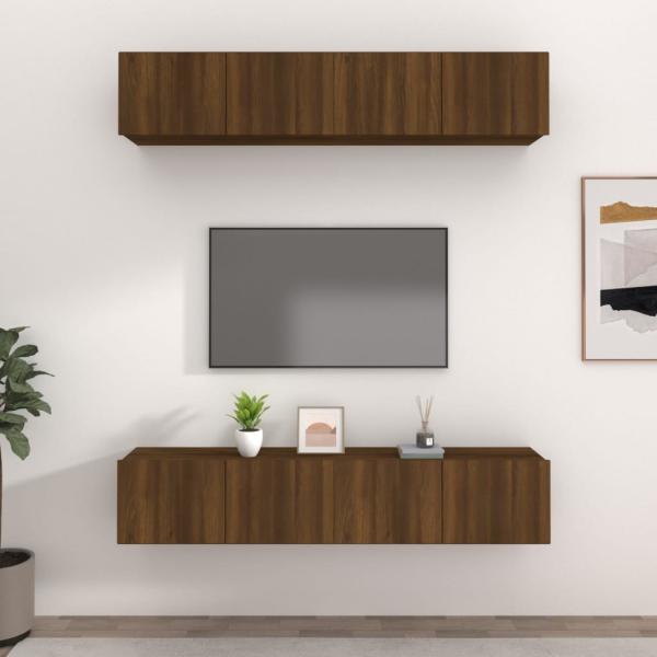 ARDEBO.de - TV-Schränke 4 Stk. Braun Eichen-Optik 80x30x30 cm Holzwerkstoff