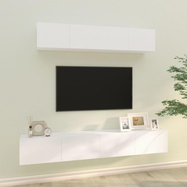 ARDEBO.de - 4-tlg. TV-Schrank-Set Weiß Holzwerkstoff