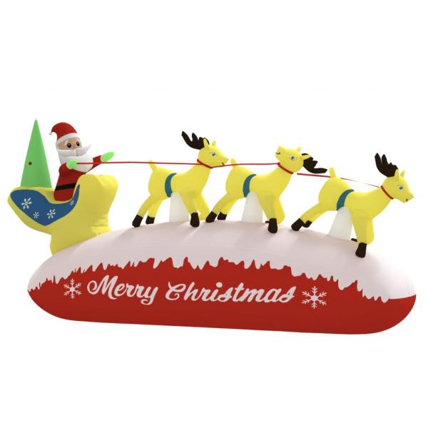 Aufblasbarer Weihnachtsmann mit Rentieren LED 145 cm