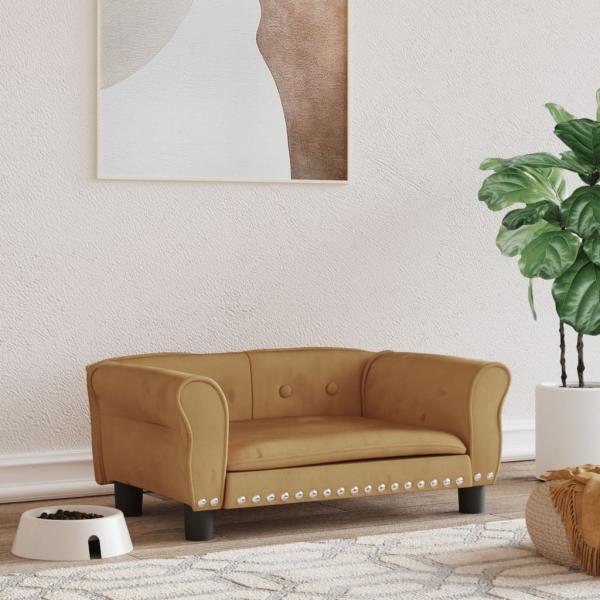 ARDEBO.de - Hundebett Braun 70x45x30 cm Samt