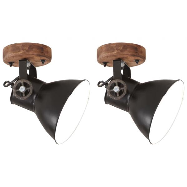 ARDEBO.de - Wand-/Deckenlampen Industriestil 2 Stk. Schwarz 20x25 cm E27