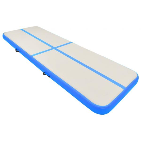 Aufblasbare Gymnastikmatte mit Pumpe 400x100x20 cm PVC Blau