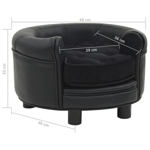 Hundesofa Schwarz 48x48x32 cm Plüsch und Kunstleder   